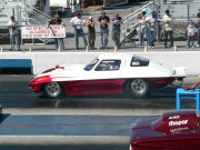 White And  Maroon Corvette Drag Car